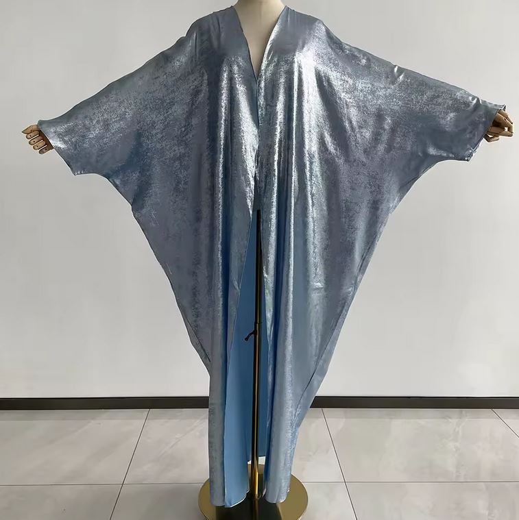 Elegant Modest Dress Lightweight Breathable Shinny Abaya Batwing
