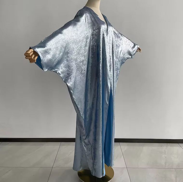 Elegant Modest Dress Lightweight Breathable Shinny Abaya Batwing